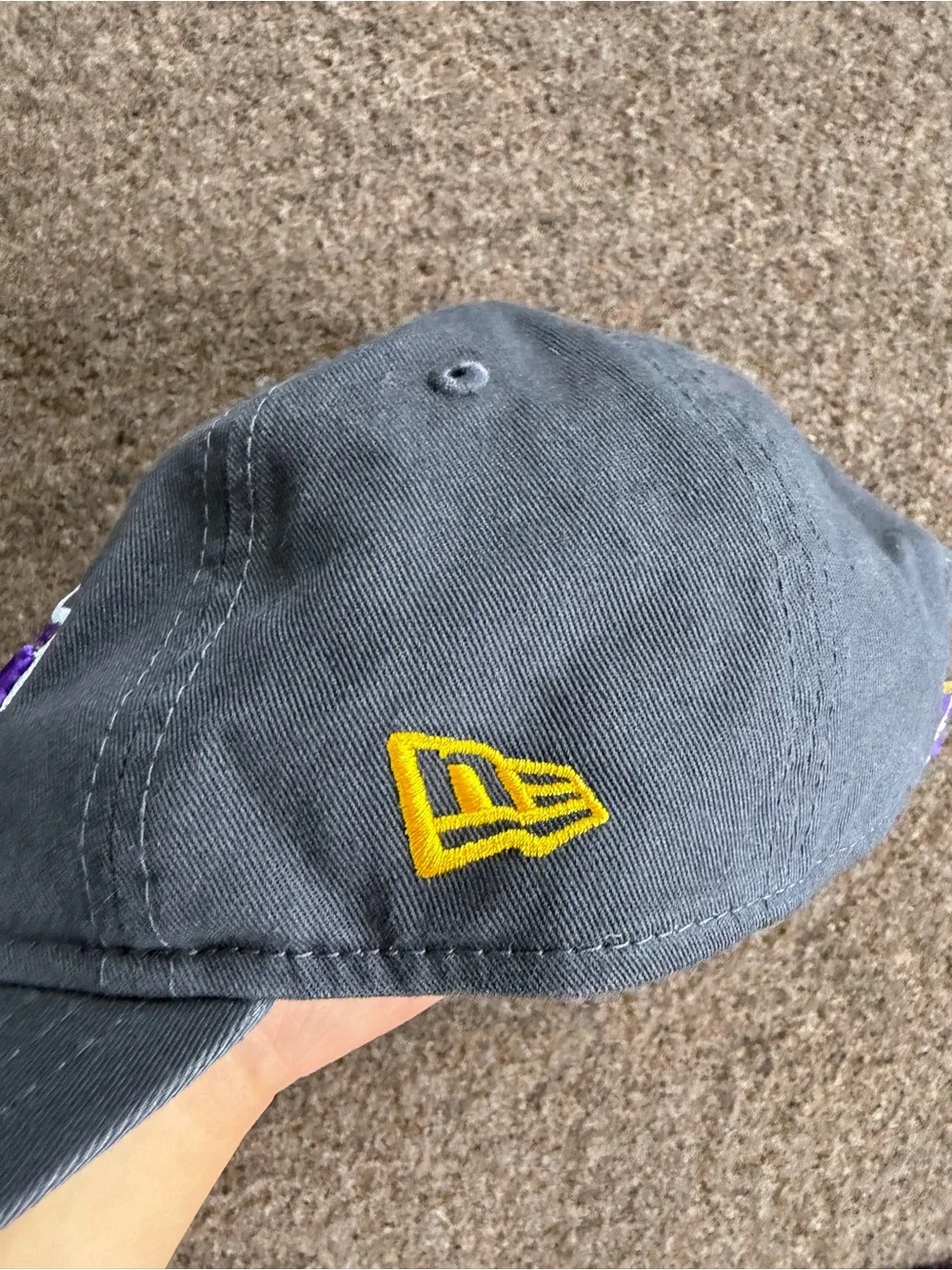 Gray Lakers Dad Cap with Embroidered Logo